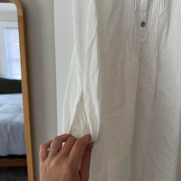 Yuvita White 100%‎ Linen Midi Dress Size Large - Picture 5 of 5